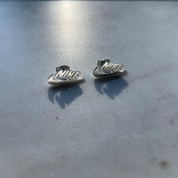 Nike Earrings - Nike + Swoosh - Silver Earrings - Silver Studs - Unisex - Picture 2 of 2